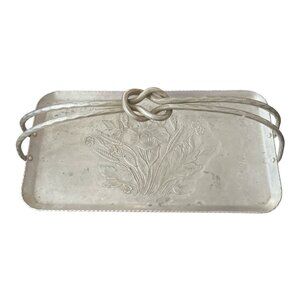 Vintage Everlast Metal Hand-Forged Aluminum Tray | Floral Engraving & Knot Handl